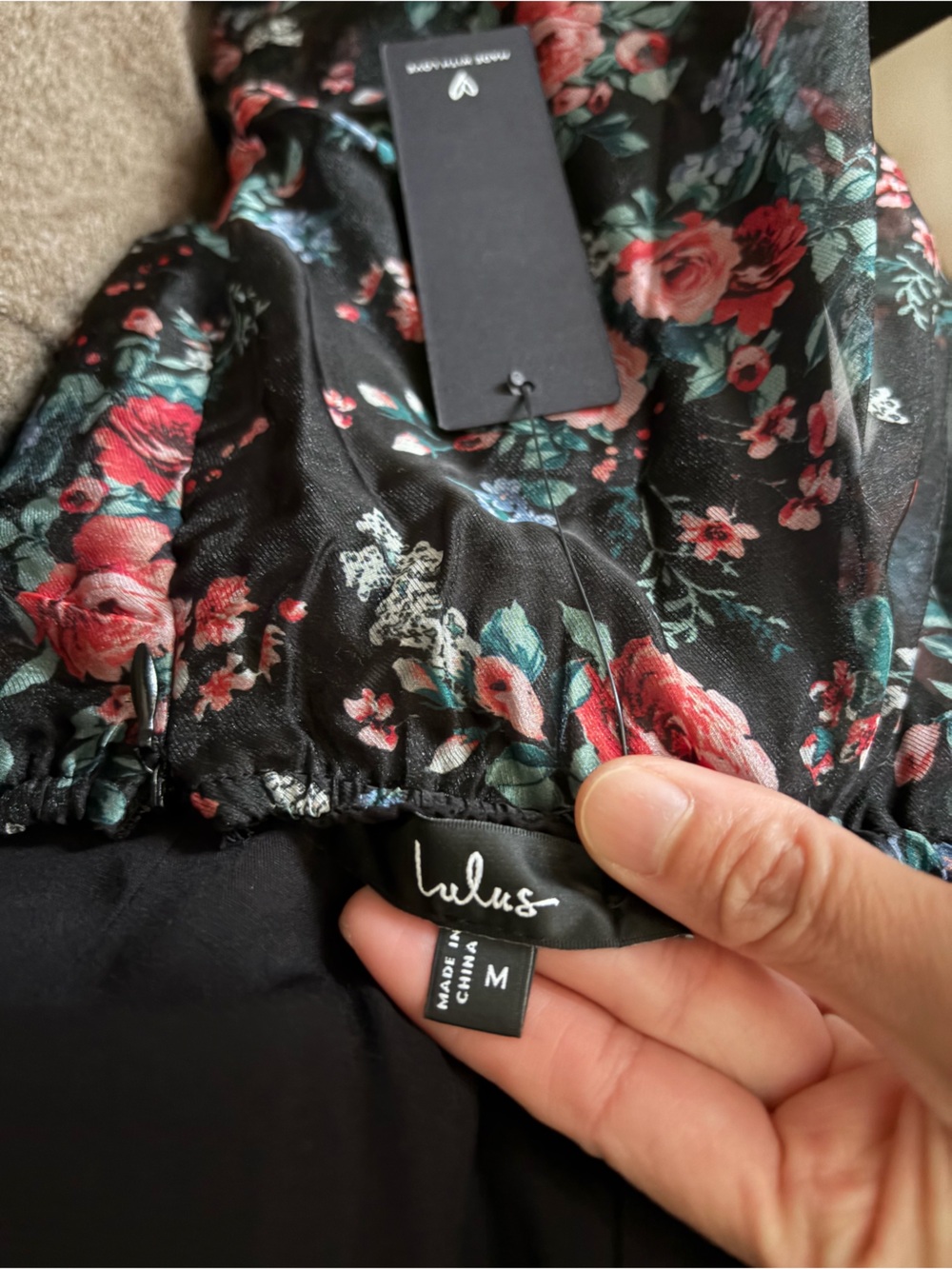 Lulus Kimbra Black Floral Backless Tiered Midi Dress M NWT - Picture 5 of 5